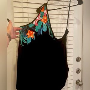 One shoulder floral top